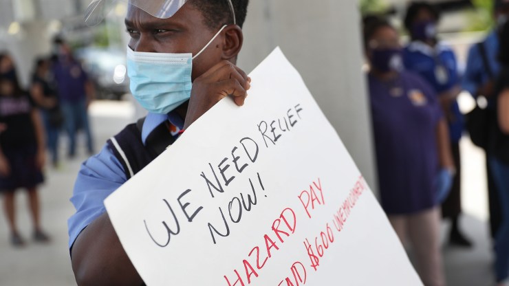 Jean Benjamin joins with unemployed airport workers, the Black Lives Matter Alliance of Broward and other supporters to ask that Delta Airlines contractor Eulen America hire back their unemployed Fort Lauderdale-Hollywood International Airport workers.