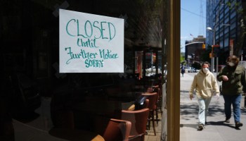 A shuttered small business in Brooklyn. Large corporations want small businesses to be kept afloat because the two sectors are interdependent.