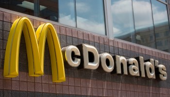 The McDonald's logo is seen outside a restaurant in Washington, D.C., on July 9, 2019.