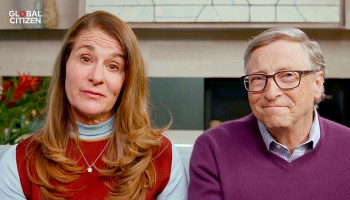 Melinda Gates and Bill Gates speak during the "One World: Together at Home" webcast.
