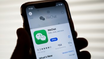 In this photo illustration, the WeChat app is displayed in the App Store on an Apple iPhone on August 7, 2020 in Washington, D.C.