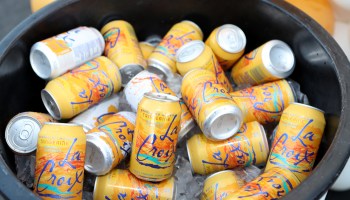 Cans of LaCroix Sparking Water on display.