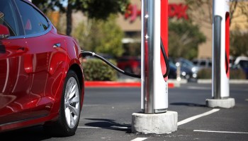 A Tesla charges at a Supercharger on Sept. 23, in Petaluma, California.