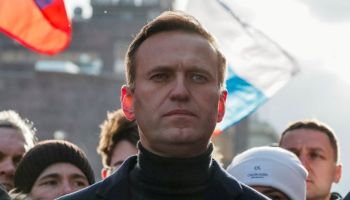 Russian opposition leader Alexei Navalny at a demonstration in Moscow, Russia.