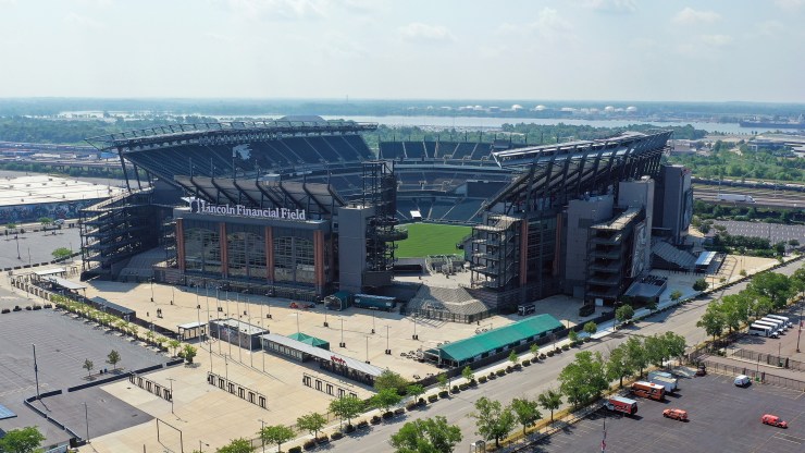 Lincoln Financial Field, where the Philadelphia Eagles play, in July. Without fans attending games, the NFL's business model is taking a hit.