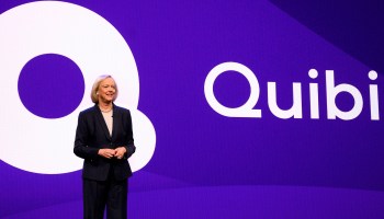 Quibi CEO Meg Whitman speaks at the 2020 Consumer Electronics Show in Las Vegas, Nevada, in January.