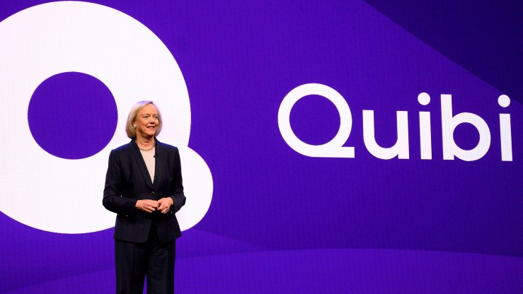 Quibi CEO Meg Whitman speaks at the 2020 Consumer Electronics Show in Las Vegas, Nevada, in January.