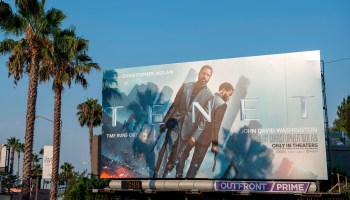 A billboard for Christopher Nolan's film "Tenet" in West Hollywood, California, in August.