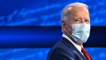 Democratic presidential candidate and former Vice President Joe Biden participates in an ABC News town hall event at the National Constitution Center in Philadelphia on October 15, 2020.
