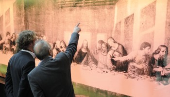 "The Last Supper" by U.S. artist Andy Warhol stands on show at the Nieuwe Kerk in Amsterdam on October 5, 2012.