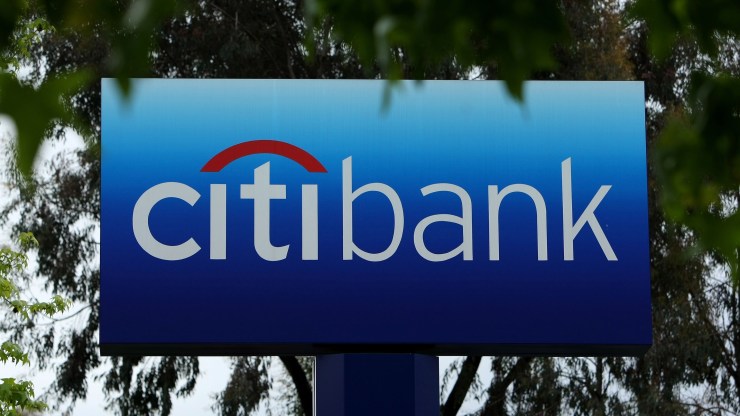 The Citibank logo is seen on a sign at a Citibank office April 18, 2008 in San Rafael, California.