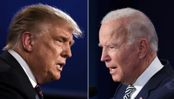 A view of President Donald Trump and former Vice President Joe Biden at their first presidential debate on Tuesday.