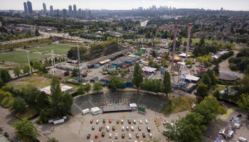 An aerial of the Pacific National Exhibition in Vancouver, British Columbia.