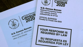 The U.S. census logo appears on census materials received in the mail with an invitation to fill out census information online on March 19, 2020 in San Anselmo, California.