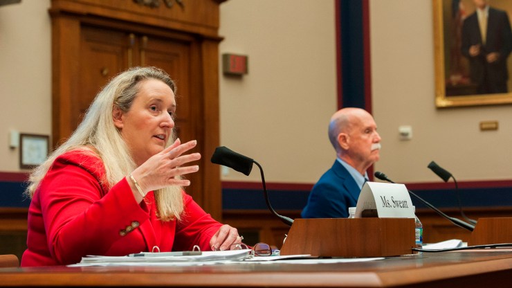 Loren Sweatt, principal deputy assistant secretary of the Occupational Safety and Health Administration, responds to questions during a House subcommittee hearing on the federal government's actions to protect workers during COVID-19 on May 28, 2020 in Washington.