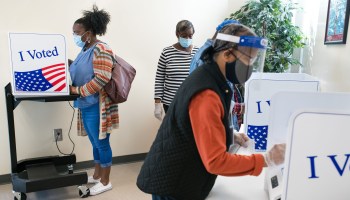 People cast votes at the Richland County Voter Registration & Elections Office on the second day of in-person absentee and early voting on Oct. 6, 2020 in Columbia, South Carolina.