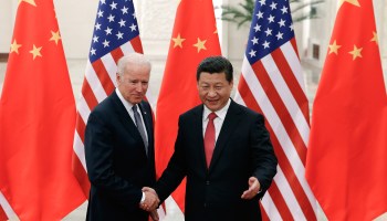 Chinese President Xi Jinping shake hands with U.S Vice President Joe Biden inside the Great Hall of the People on December 4, 2013 in Beijing, China.