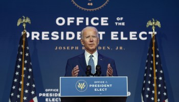 President-elect Joe Biden speaks at a press conference on Nov. 9 in Wilmington, Delaware.