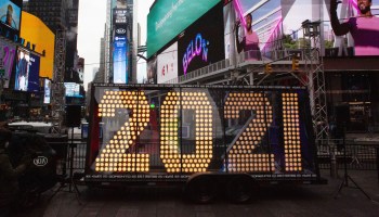 The 2021 New Year's Eve numerals are lit up after arriving in Times Square in New York on Dec. 21.