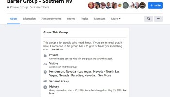 “This group is for people who need things” reads the “about” info on the Southern Nevada Barter Group’s Facebook page.