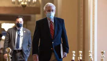 Senate Majority Leader Mitch McConnell, R-Ky., walks to open up the Senate on Capitol Hill on December 20, 2020 in Washington.