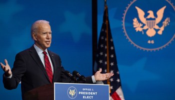 President-elect Joe Biden speaks to the press. He backs more visas for highly skilled immigrants, but the issue remains politically divisive.