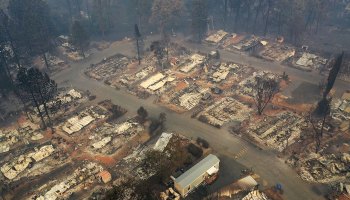 An aerial view of a neighborhood destroyed by the Camp Fire on Nov. 15, 2018, in Paradise, California.