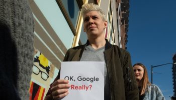 Google employees stage a walkout over sexual harassment in New York in 2018. Some employees of the giant internet company have created a union to support worker activism.