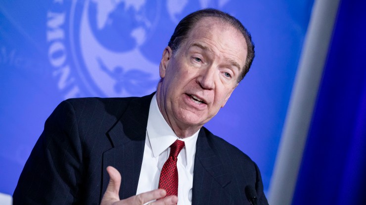 World Bank President David Malpass speaks during a joint press conference with IMF Managing Director Kristalina Georgieva on March 4, 2020 in Washington.