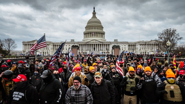 Pro-Trump protesters gather in front of the U.S. Capitol Building on January 6, 2021 in Washington
