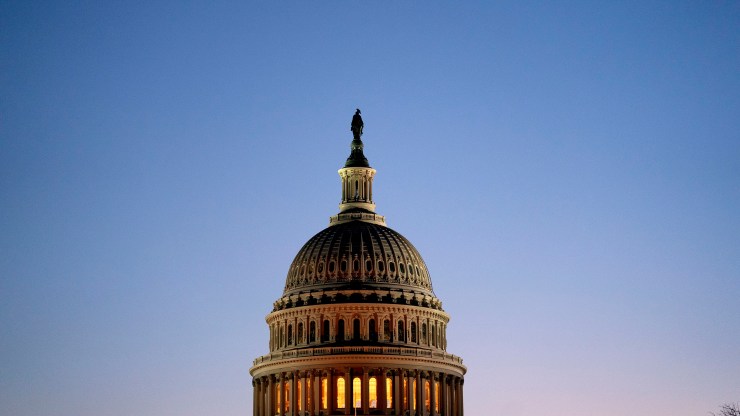 The U.S. Capitol stands at dawn on January 12, 2021 in Washington