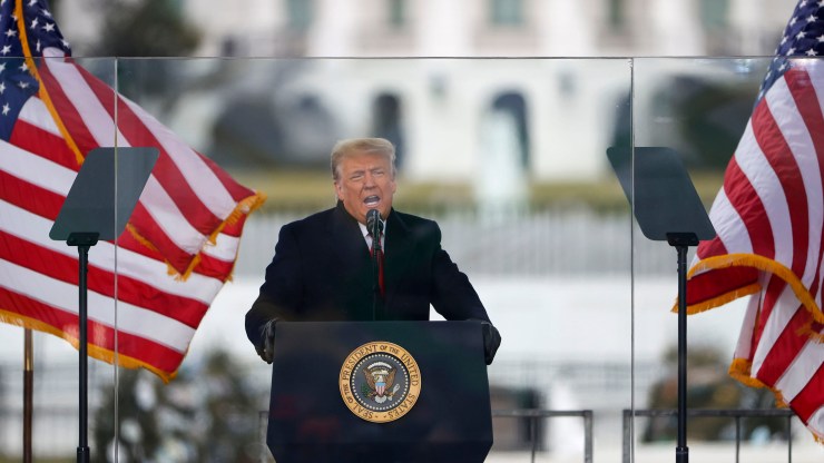 President Donald Trump speaks at the "Stop The Steal" Rally on January 6, 2021 in Washington.