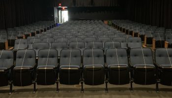 An empty screening room at the Belcourt Theater in Nashville, which has been closed for indoor screenings since Jan. 1.