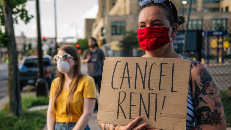 Demonstrators at the Cancel Rent and Mortgages rally in Minneapolis in June. The U.S. faces a housing shortage and affordability crisis.