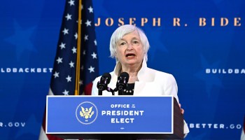 Treasury secretary nominee Janet Yellen speaks after President-elect Joe Biden announced his economic team in Wilmington, Delaware, on Dec. 1, 2020.