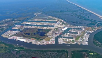 An aerial view of Port Fourchon in Louisiana.