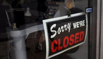 A "Closed" sign at a nail salon in Virginia. Small business optimism is at a seven-month low as the pandemic continues to rage across the U.S.
