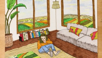 "Contemplation in the afternoon," is one of the many artwork Li Jiayan has posted on social media in hopes of getting more freelance work while she figures out the next steps in her study plans.