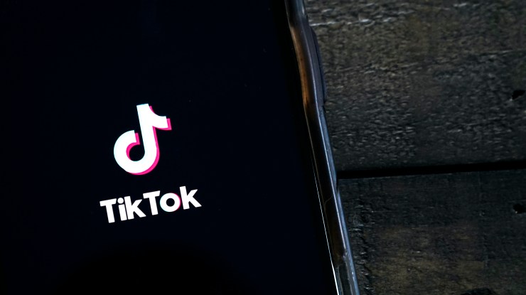The TikTok app logo is displayed on an iPhone