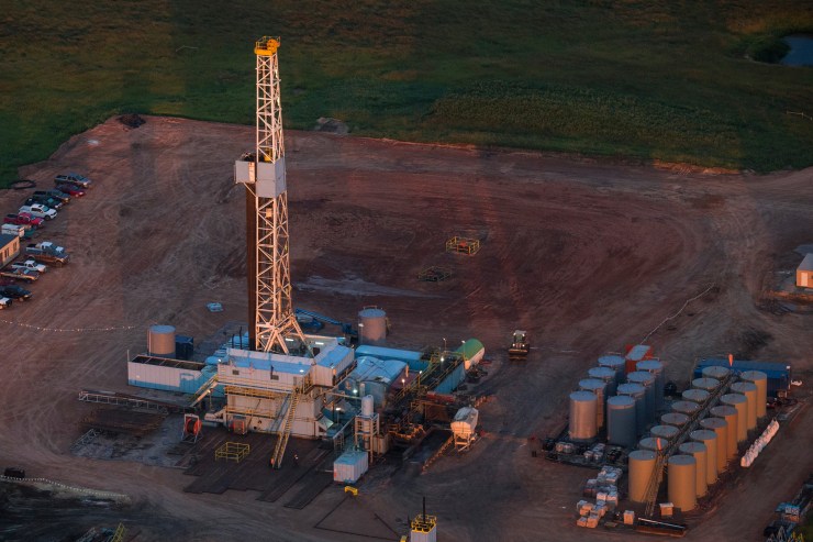 An oil drilling rig in North Dakota in 2013.