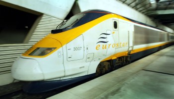 A Eurostar train leaves Lille Station July 30, 2003 in Lille, France.