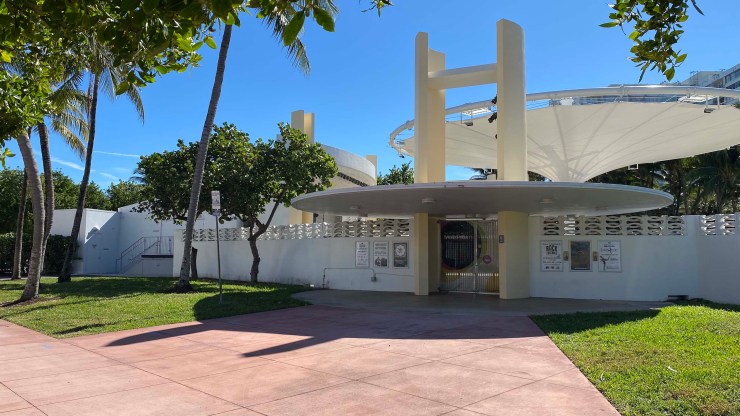 Pictured is the North Beach Bandshell, an outdoor performance venue in Florida’s Miami Beach that’s part of a contact tracing program called Race to Trace.