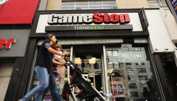 People pass a GameStop in lower Manhattan on Sept. 16, 2019, in New York City.