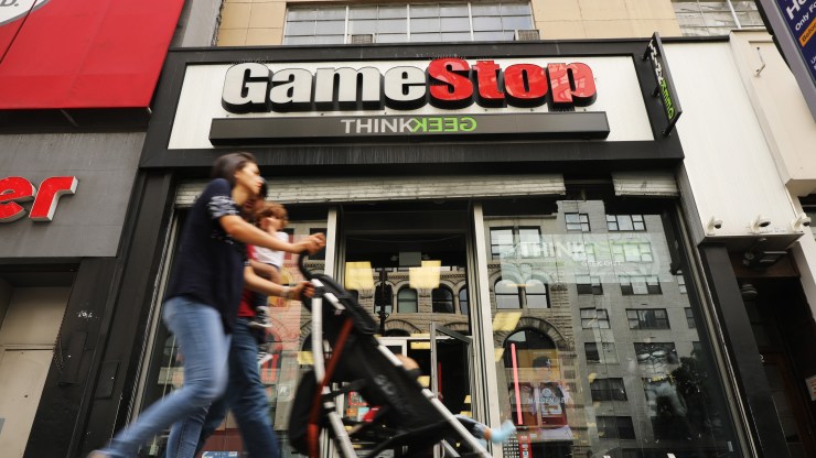 People pass a GameStop in lower Manhattan on Sept. 16, 2019, in New York City.