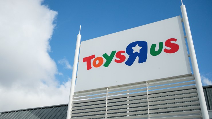 A general view of the exterior of a Toys R Us store on September 19, 2017.