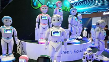 A display of robots for children's education.