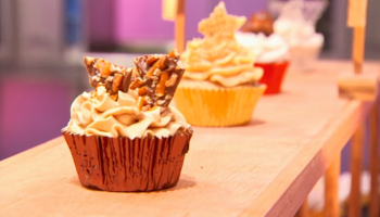 A contestant's tempting creations on the Food Network show "Cupcake Wars."