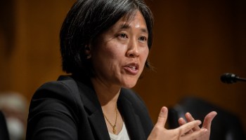Katherine Tai speaks during the Senate Finance committee hearings to examine her nomination to be United States trade representative, with the rank of ambassador, on Feb. 25.