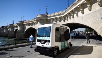 A driverless minibus in Paris.