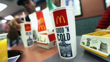 McDonald's food and drink containers.
